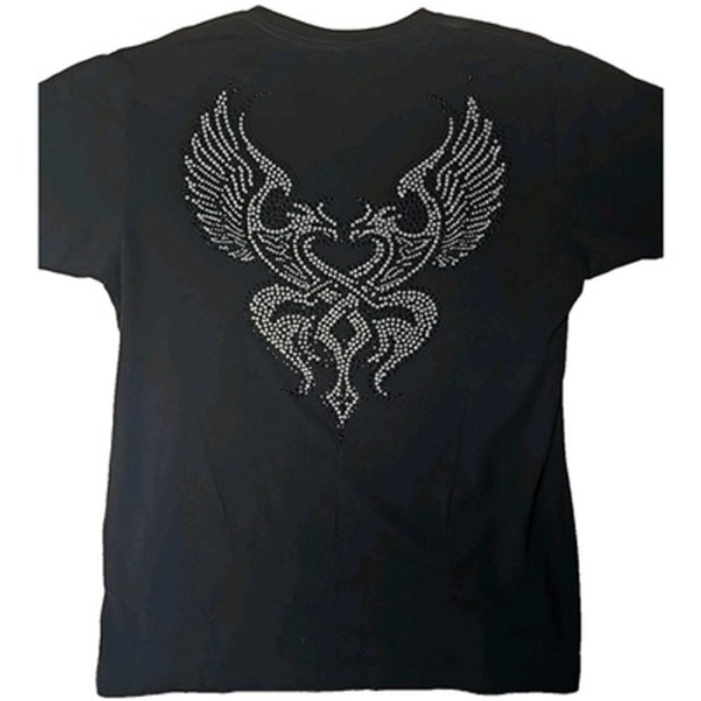 Art Vandelay Affliction Rhinestone Bling Men's Short‎ Sleeve Black T-shirt Large